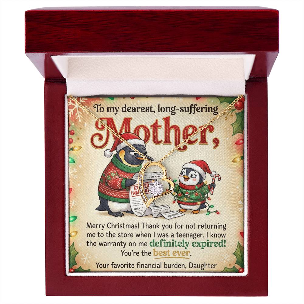 To My Mother Necklace From Daughter, Funny Christmas Gift For Mom, Birthday Present, Best Mom Ever Gift - Love Knot Necklace-LKN75077