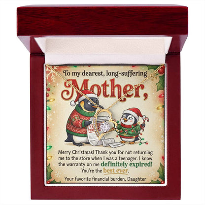 To My Mother Necklace From Daughter, Funny Christmas Gift For Mom, Birthday Present, Best Mom Ever Gift - Love Knot Necklace-LKN75077