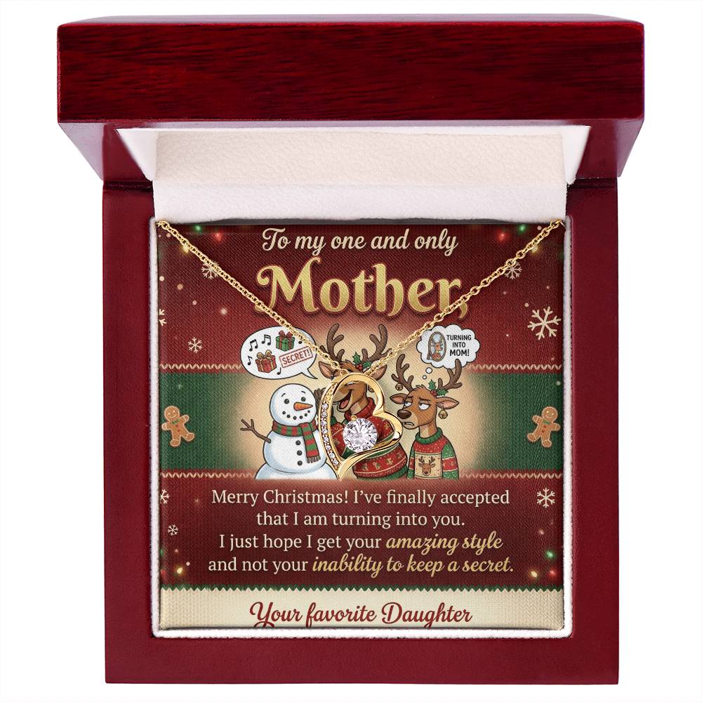 To My Mother Necklace From Daughter, Funny Christmas Gift for Mom, Holiday Present - Love Knot Necklace-LKN61833