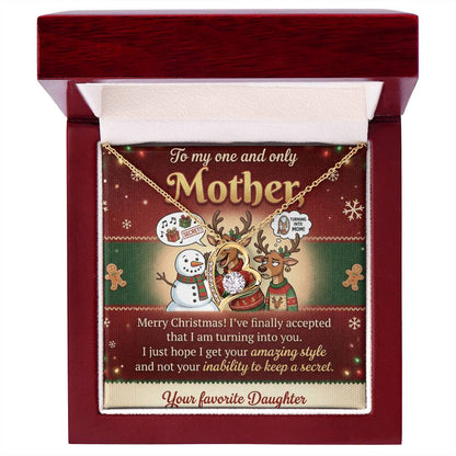 To My Mother Necklace From Daughter, Funny Christmas Gift for Mom, Holiday Present - Love Knot Necklace-LKN61833