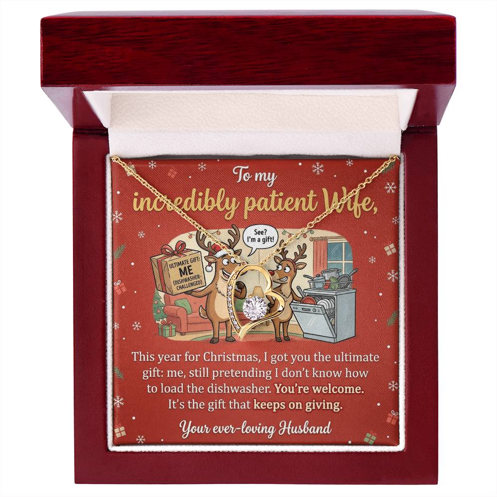 To My Wife Necklace From Husband, Funny Christmas Gift, Humorous Present for Incredibly Patient Wife - Love Knot Necklace-LKN23698