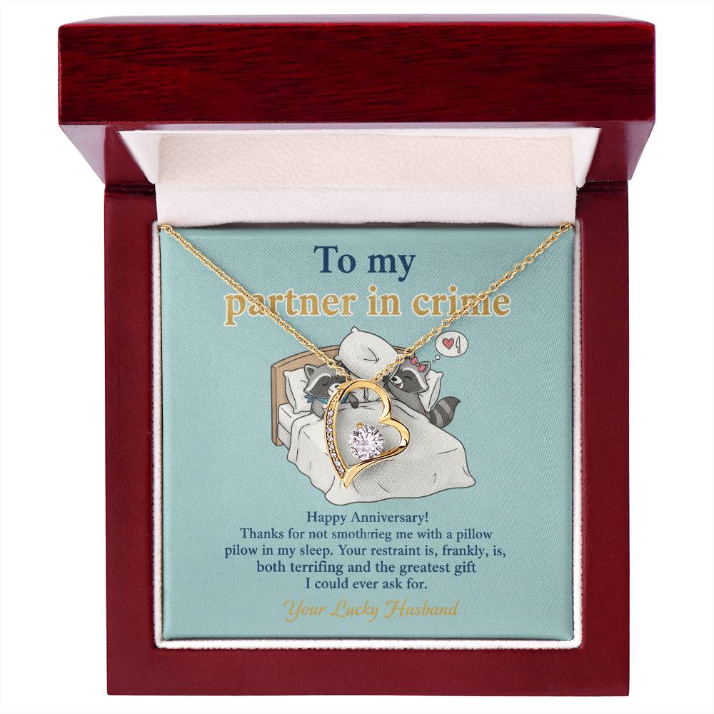 To My Partner in Crime Necklace From Husband - Funny Anniversary Gift for Wife, Love Knot Necklace-LKN48141
