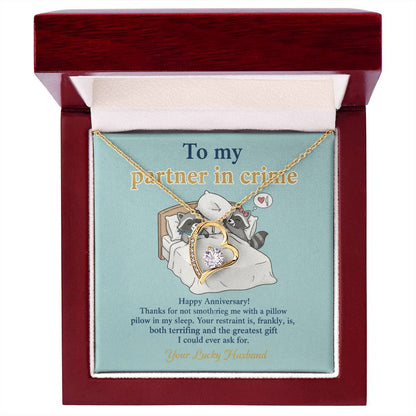 To My Partner in Crime Necklace From Husband - Funny Anniversary Gift for Wife, Love Knot Necklace-LKN48141