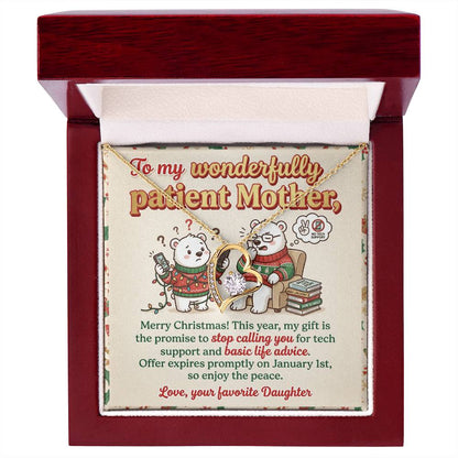 To My Mother Necklace From Daughter, Funny Christmas Gift For Mom, Holiday Gift For Patient Mother - Love Knot Necklace-LKN41986