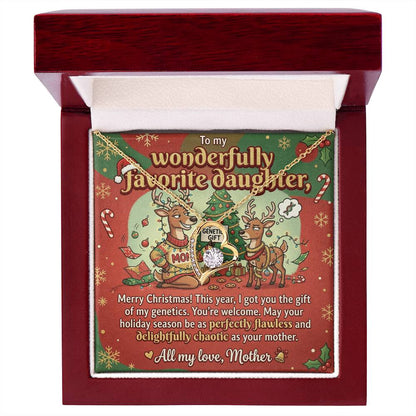 To My Daughter Necklace From Mother, Funny Christmas Gift, Holiday Gift for Daughter, Humorous Message Card, Love Knot Necklace-LKN64727