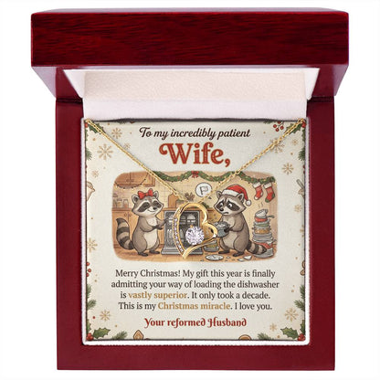 To My Wife Necklace From Husband, Funny Christmas Gift for My Patient Wife, Holiday Present - Love Knot Necklace-LKN74032