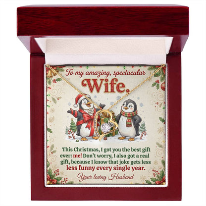 To My Wife Necklace From Husband, Funny Christmas Gift, Romantic Xmas Present for Her, Anniversary Gift, Love Knot Necklace-LKN18529