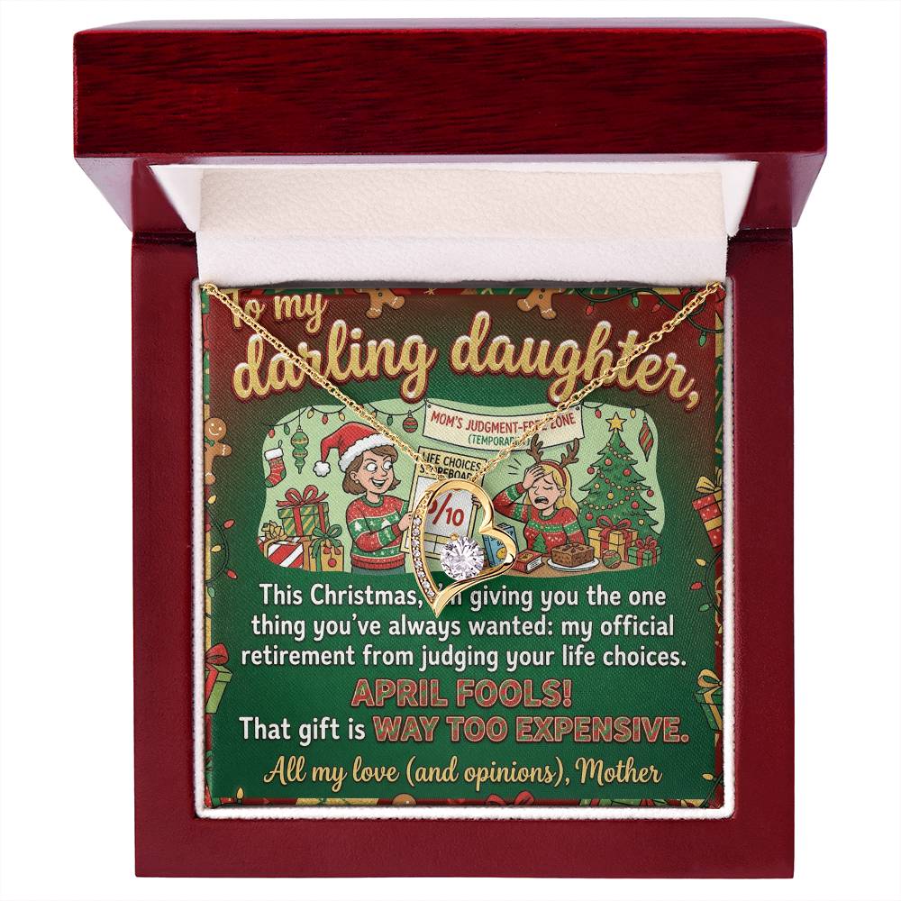 To My Daughter Necklace From Mother, Funny Christmas Gift, Sarcastic Xmas Present for Daughter, Humorous Jewelry, Love Knot Necklace-LKN19225