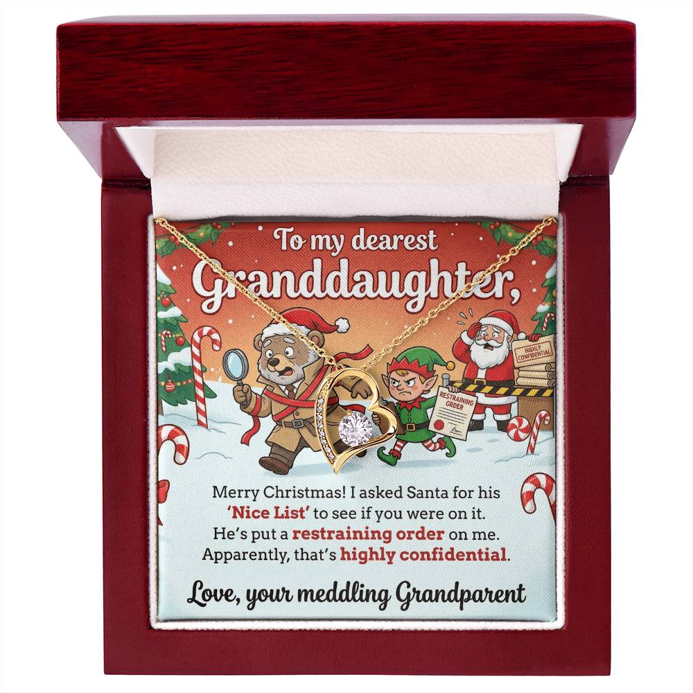 To My Granddaughter Necklace From Grandparent, Funny Christmas Gift, Humorous Holiday Present For Granddaughter - Love Knot Necklace-LKN91321
