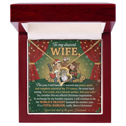 To My Wife Necklace From Husband, Funny Christmas Gift Idea, Holiday Present for Her - Love Knot Necklace-LKN30710