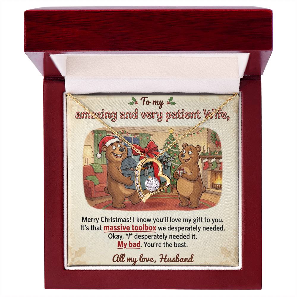 To My Wife Necklace From Husband - Funny Christmas Gift For Her, My Bad Toolbox Joke - Love Knot Necklace-LKN83749