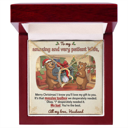 To My Wife Necklace From Husband - Funny Christmas Gift For Her, My Bad Toolbox Joke - Love Knot Necklace-LKN83749