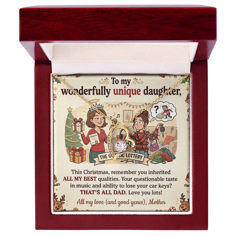 To My Daughter Necklace From Mother, Funny Christmas Gift For Daughter From Mom, Unique Birthday Gift - Love Knot Necklace-LKN19665