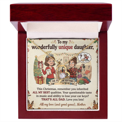 To My Daughter Necklace From Mother, Funny Christmas Gift For Daughter From Mom, Unique Birthday Gift - Love Knot Necklace-LKN19665