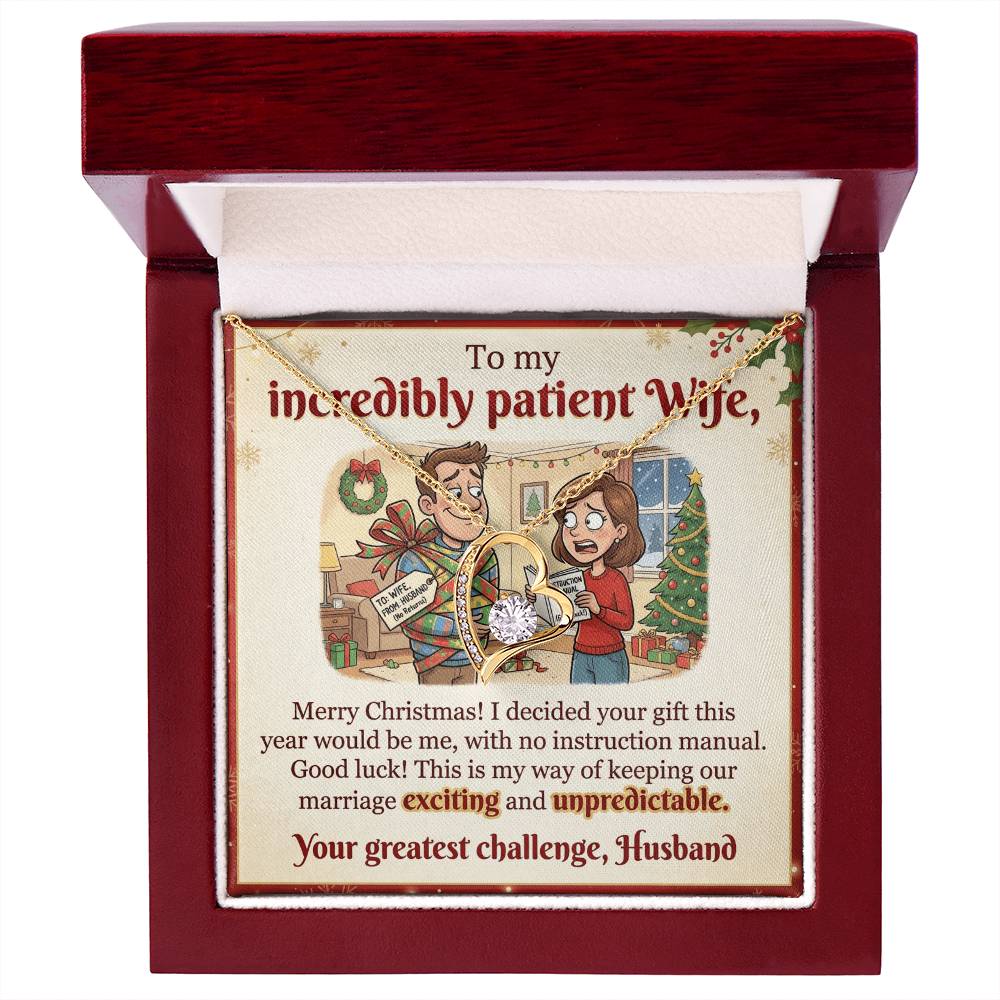 To My Wife Necklace From Husband, Funny Christmas Gift For Wife, Xmas Gift, Marriage Gift, Love Knot Necklace-LKN89109