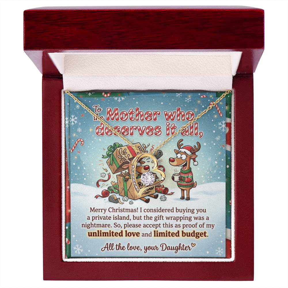 To My Mother Necklace From Daughter, Funny Christmas Gift For Mom, Mother Daughter Christmas Present, Love Knot Necklace-LKN43258