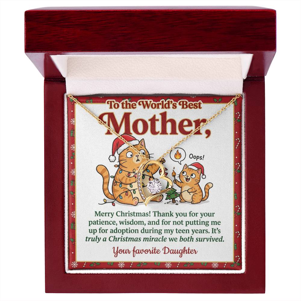 To My Mother Necklace From Daughter - Funny Christmas Gift for the World's Best Mom - Love Knot Necklace-LKN21180