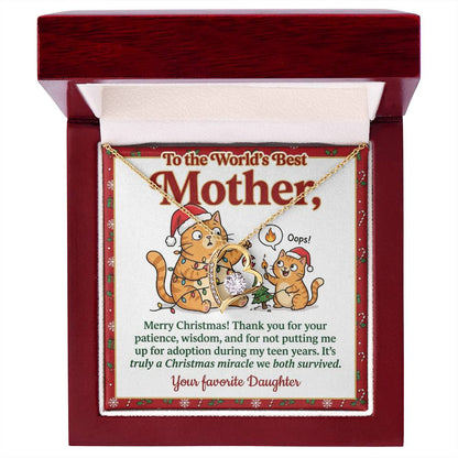 To My Mother Necklace From Daughter - Funny Christmas Gift for the World's Best Mom - Love Knot Necklace-LKN21180