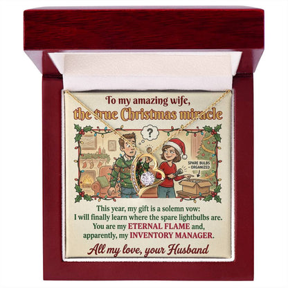 To My Wife Necklace From Husband, Funny Christmas Gift for Her, Holiday Present, Eternal Flame - Love Knot Necklace-LKN21365