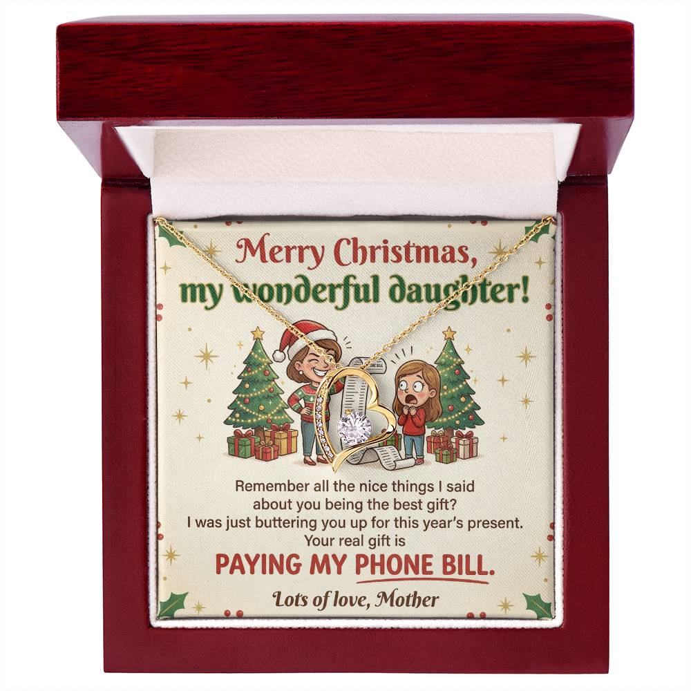 To My Daughter Necklace From Mother, Funny Christmas Gift, Sarcastic Holiday Present For Daughter From Mom, Love Knot Necklace-LKN74722