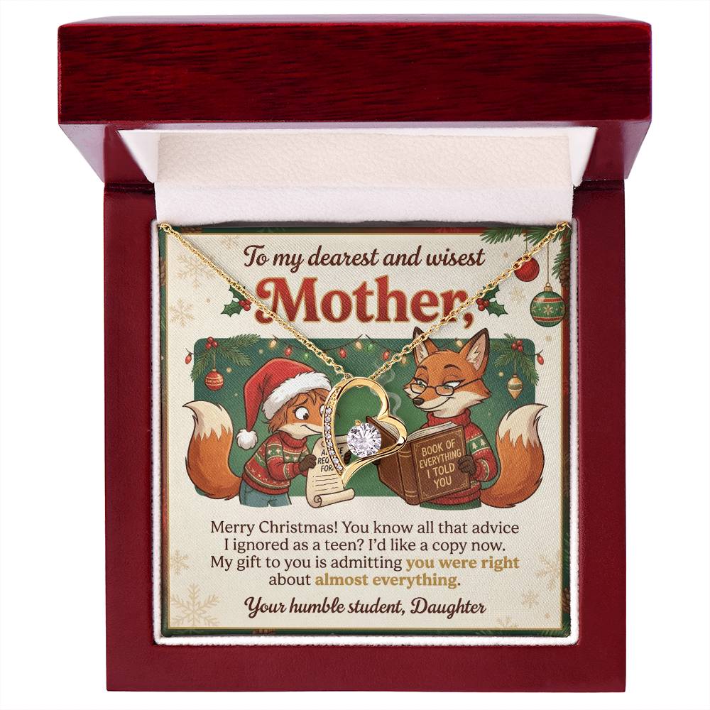 To My Mother Necklace From Daughter, Funny Christmas Gift, Holiday Present for Mom, Gift for Mother, Love Knot Necklace-LKN36053