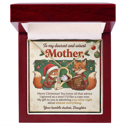 To My Mother Necklace From Daughter, Funny Christmas Gift, Holiday Present for Mom, Gift for Mother, Love Knot Necklace-LKN36053