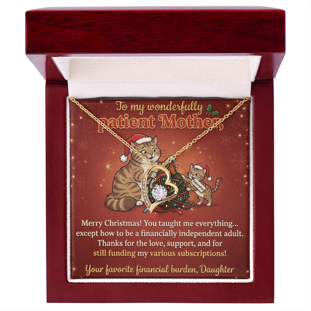 To My Mother Necklace From Daughter, Funny Christmas Gift for Mom, Humorous Xmas Present, Love Knot Necklace-LKN91310