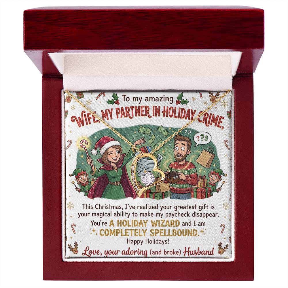 To My Wife Necklace From Husband, Funny Christmas Gift, Holiday Present for Her, My Partner in Crime - Love Knot Necklace-LKN24972