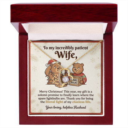 To My Wife Necklace From Husband, Funny Christmas Gift for Wife, Holiday Gift Idea - Love Knot Necklace-LKN26651