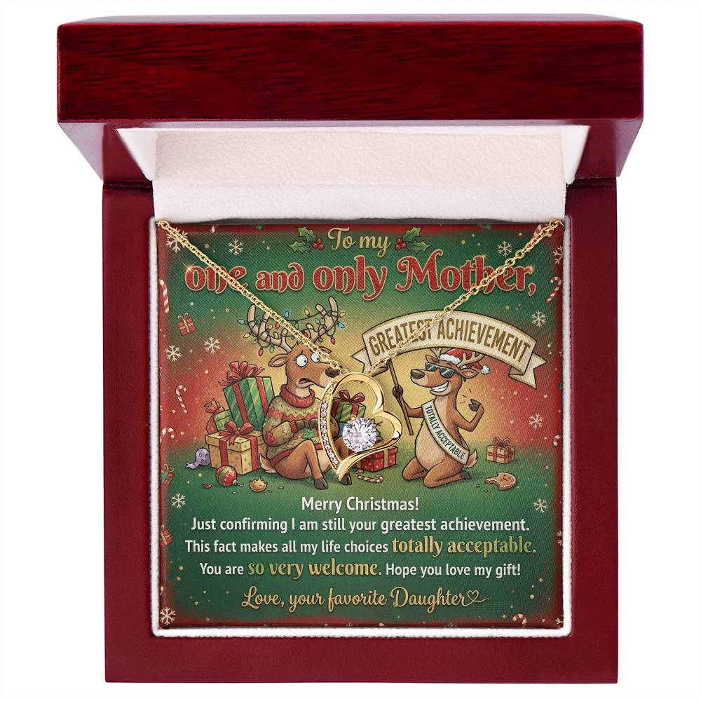 To My Mother Necklace From Daughter, Funny Christmas Gift, Greatest Achievement, Holiday Gift for Mom - Love Knot Necklace-LKN76298