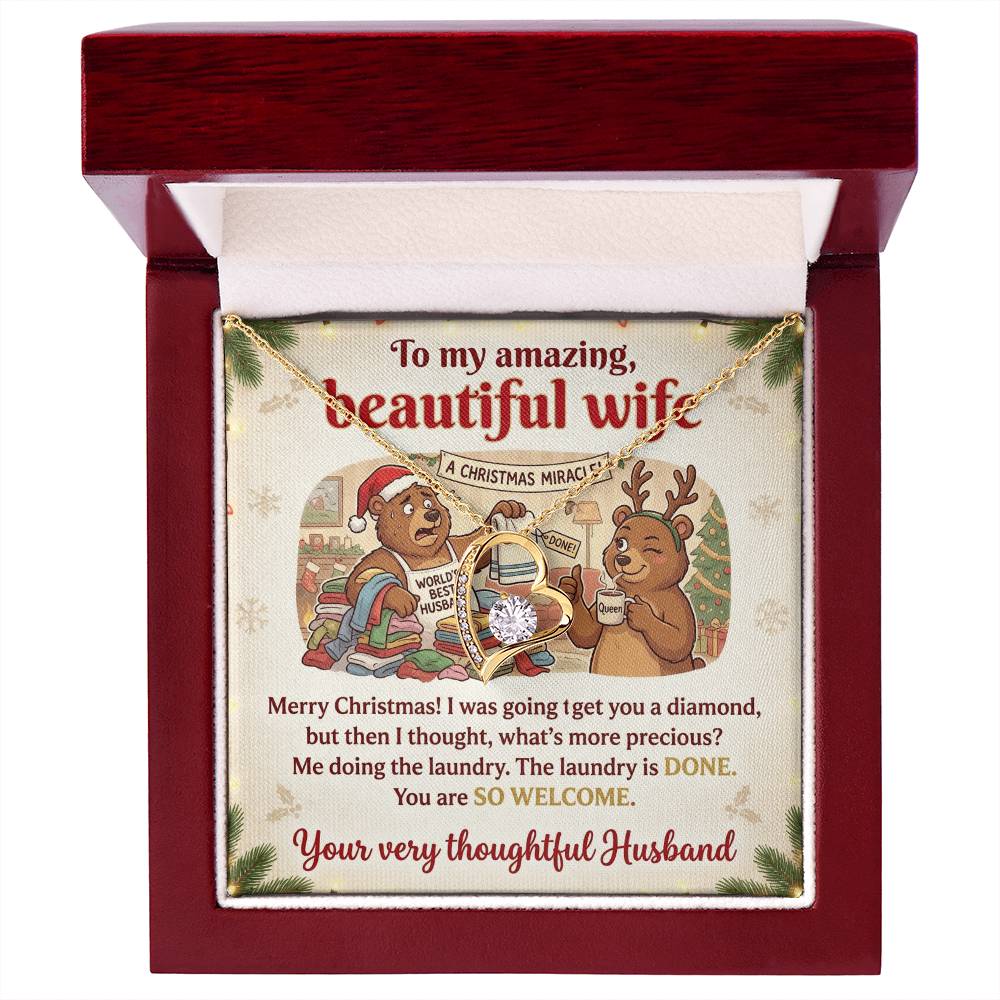 To My Wife Necklace From Husband, Funny Christmas Gift For Her, Humorous Holiday Present - Love Knot Necklace-LKN90290