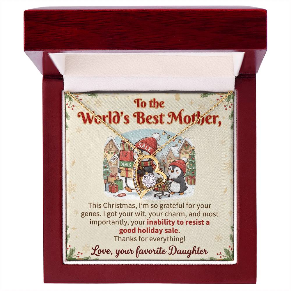 To My Mother Necklace From Daughter, Funny Christmas Gift For Mom, World's Best Mother, Birthday Gift Idea, Love Knot Necklace-LKN25516