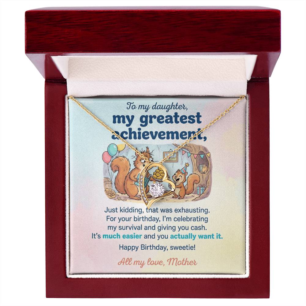 To My Daughter Necklace From Mother, Funny Birthday Gift, Humorous Daughter Gift from Mom, Happy Birthday Sweetie, Love Knot Necklace-LKN83436