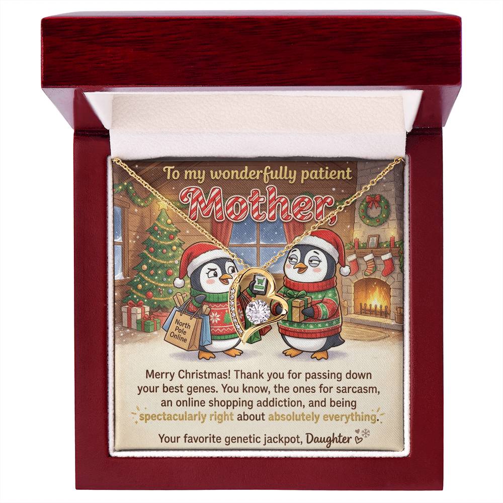 To My Mother Necklace From Daughter, Funny Merry Christmas Gift, Mom Christmas Present, Sarcastic Genes Gift - Love Knot Necklace-LKN81219