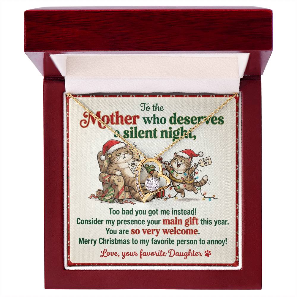 To My Mother Necklace From Daughter, Funny Christmas Gift for Mom, Mom Birthday Gift From Annoying Daughter - Love Knot Necklace-LKN58963