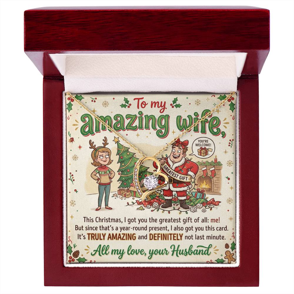 To My Wife Necklace From Husband, Funny Christmas Gift For Her, Xmas Gift For Amazing Wife, Love Knot Necklace-LKN90761