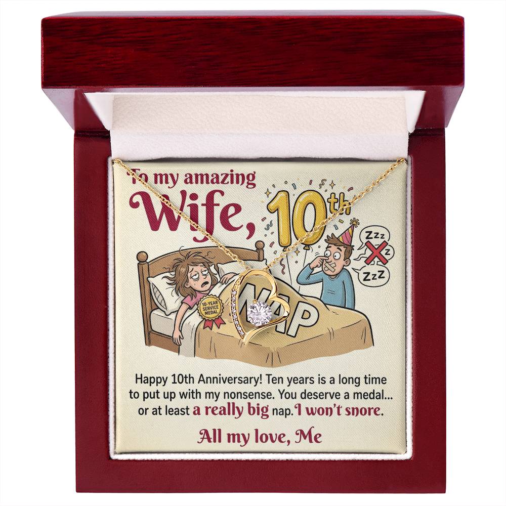 To My Wife Necklace From Husband, Funny 10th Anniversary Gift For Wife - Love Knot Necklace-LKN27220