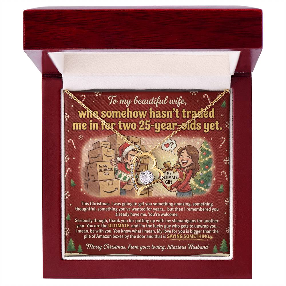 To My Wife Necklace From Husband, Funny Christmas Gift, Wife Birthday Gift, Romantic Anniversary Present - Love Knot Necklace-LKN54175