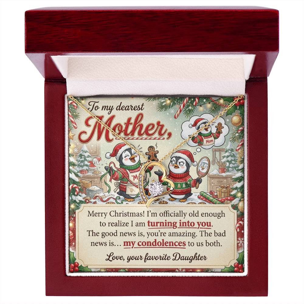 To My Mother Necklace From Daughter, Funny Christmas Gift For Mom, Mom Birthday Gift, Turning Into You - Love Knot Necklace-LKN95163