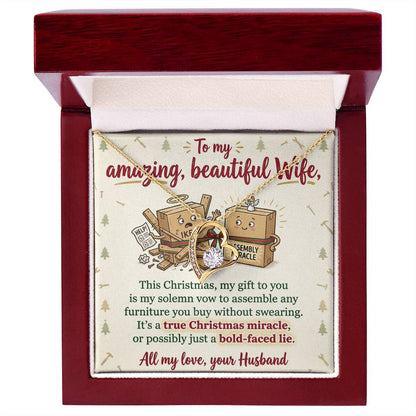 To My Wife Necklace From Husband, Funny Christmas Gift For Her, Christmas Miracle Present, Love Knot Necklace-LKN22909