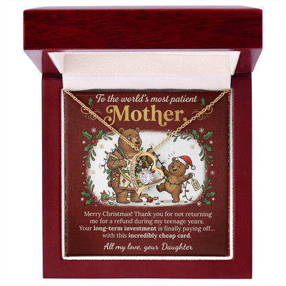 To My Mother Necklace From Daughter, Funny Christmas Gift for Mom, Mother Daughter Jewelry - Love Knot Necklace-LKN38433