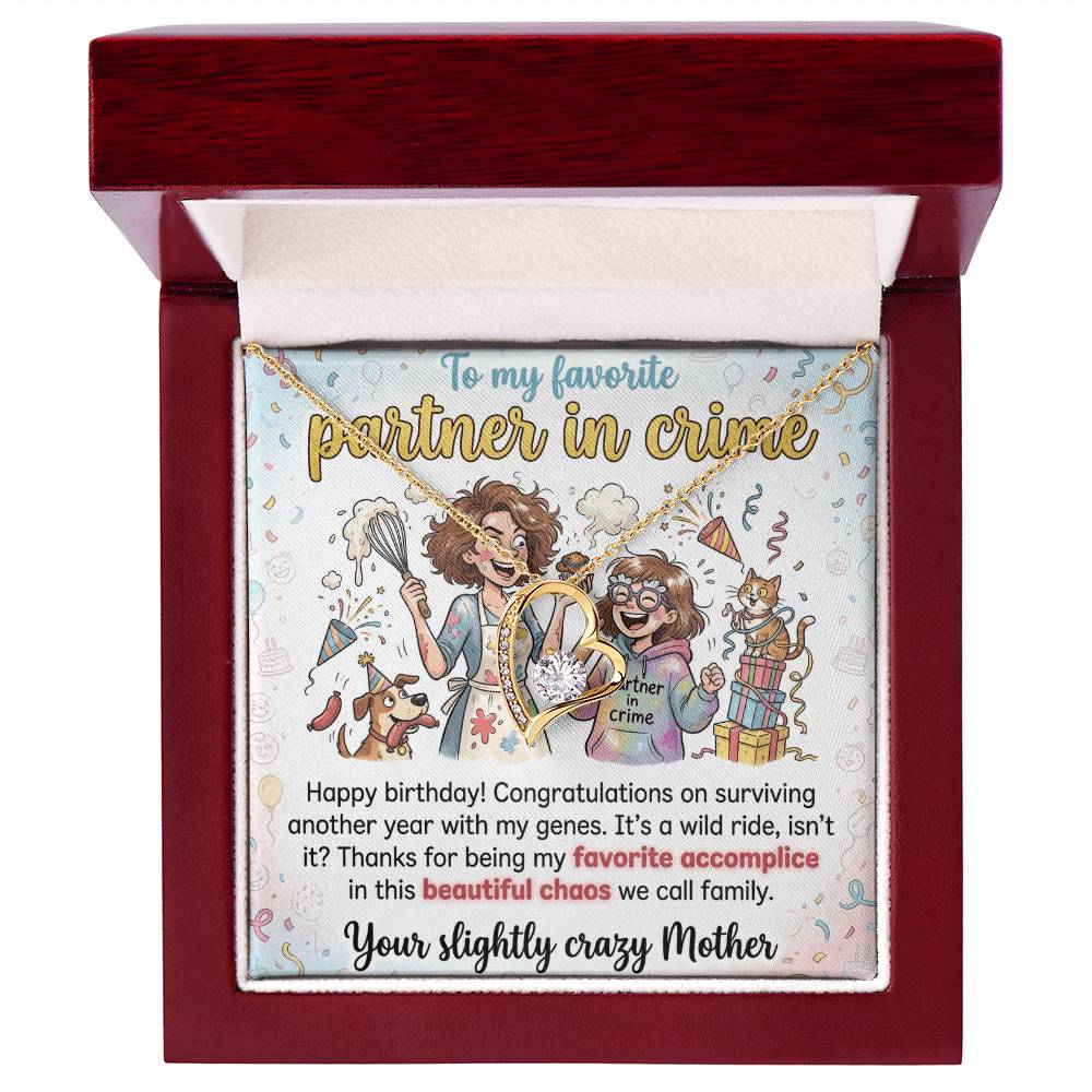To My Daughter Necklace From Mom - Funny Birthday Gift, My Partner In Crime - Love Knot Necklace-LKN23675