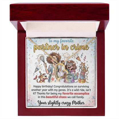 To My Daughter Necklace From Mom - Funny Birthday Gift, My Partner In Crime - Love Knot Necklace-LKN23675