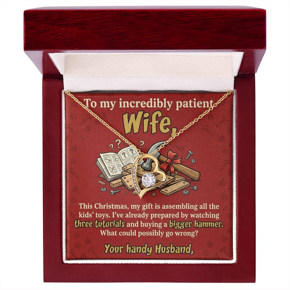 To My Wife Necklace From Husband, Funny Christmas Gift for Wife, Holiday Gift Idea for Her, Husband to Wife Gift - Love Knot Necklace-LKN23522