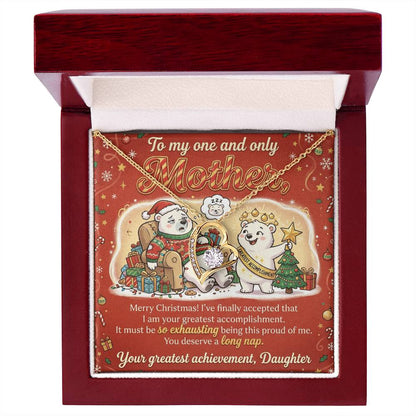 To My Mother Necklace From Daughter, Funny Christmas Gift for Mom, Birthday Present - Love Knot Necklace-LKN12082