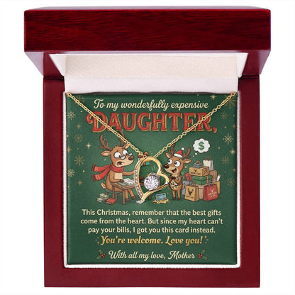 To My Daughter Necklace From Mother, Funny Christmas Gift for Daughter, Sentimental Mom and Daughter Gift - Love Knot Necklace-LKN64305