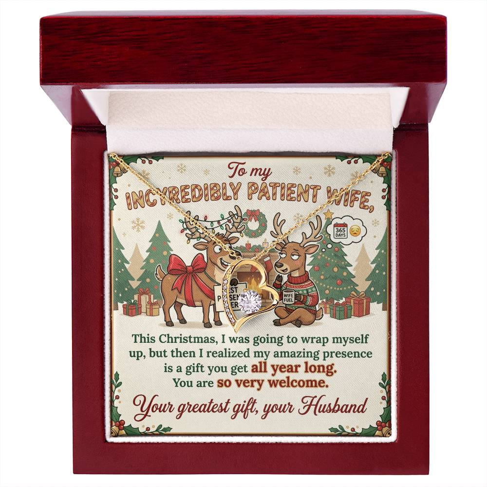 To My Wife Necklace From Husband, Funny Christmas Gift, Humorous Xmas Present for Her, Love Knot Necklace-LKN57871