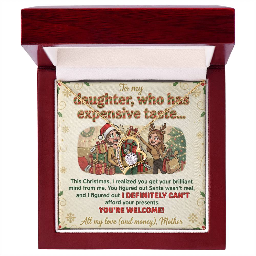 To My Daughter Necklace From Mother, Funny Christmas Gift For Daughter From Mom, Birthday Gift - Love Knot Necklace-LKN74071