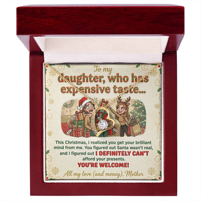 To My Daughter Necklace From Mother, Funny Christmas Gift For Daughter From Mom, Birthday Gift - Love Knot Necklace-LKN74071