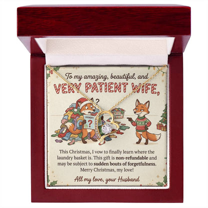 To My Wife Necklace From Husband, Funny Christmas Gift, Humorous Present for Patient Wife, Laundry Joke Gift, Love Knot Necklace-LKN17079